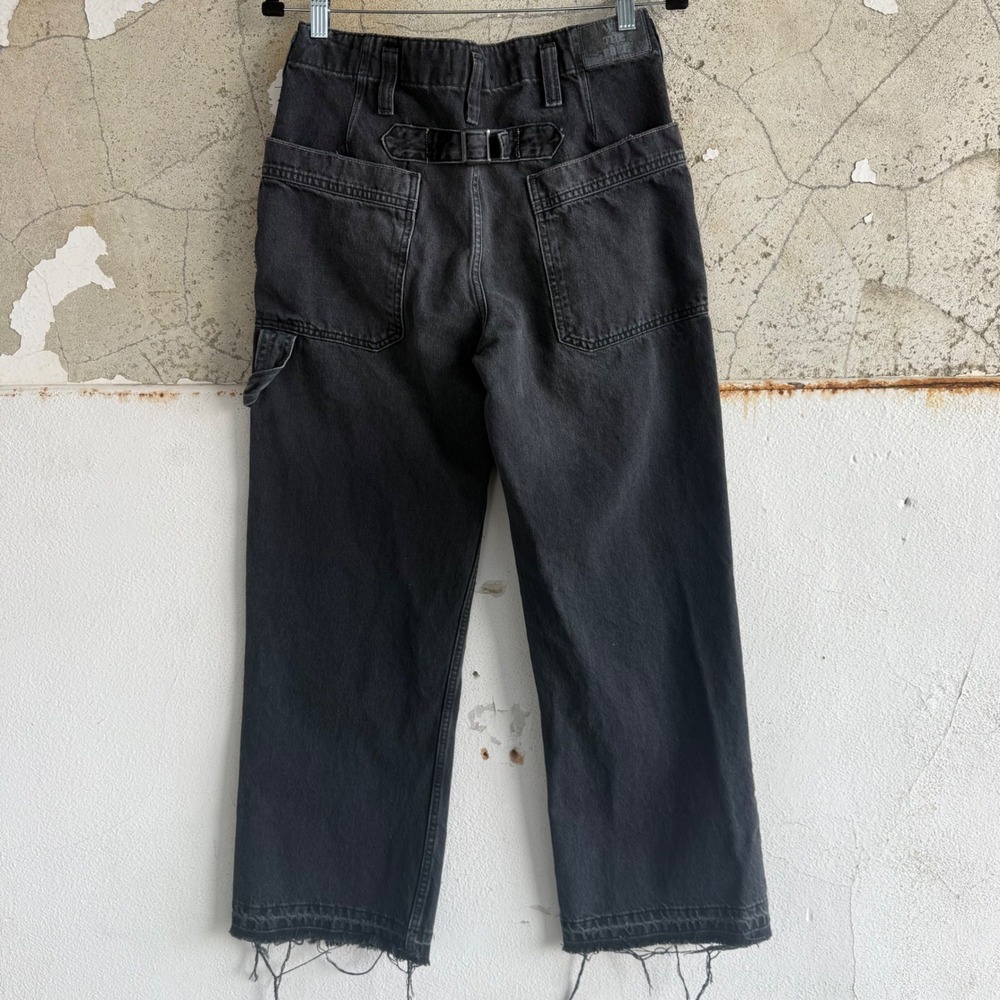 Free People Carpenter Jeans Wide Leg Cropped Utility Faded Black Women 27 Grunge - Picture 9 of 16